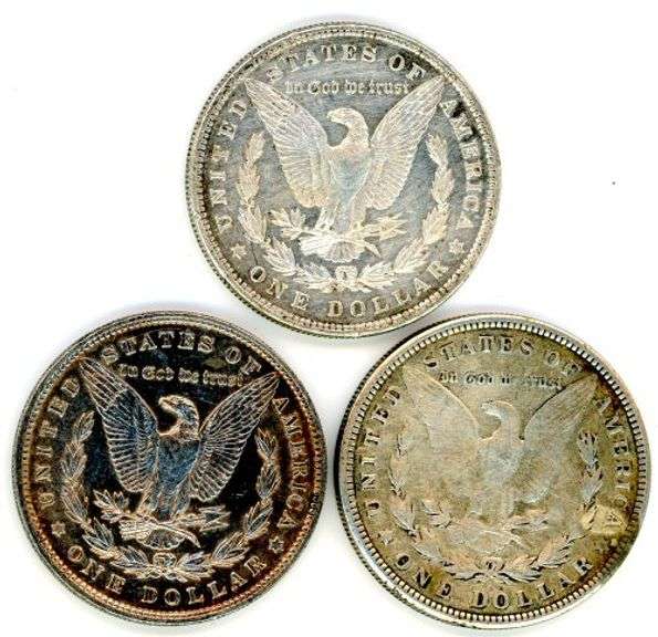 3 Different Morgan Silver Dollars: 1879, 1896, & 1921