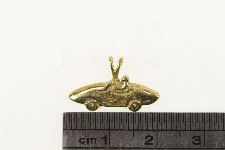 14K Yellow Gold Race Sports Car Vintage Convertible Charm/Pendant