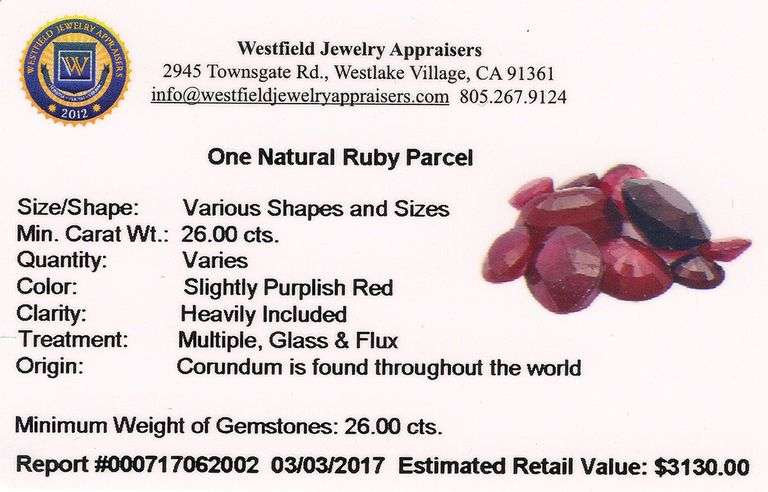Striking Collection of 26.00CTW Ruby Gemstone Parcel