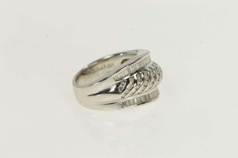 18K White Gold Ctw Diamond Encrusted Statement Band Ring