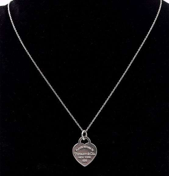 Pre-Owned Genuine Tiffany & Co. Heart Pendant Necklace In Sterling Silver