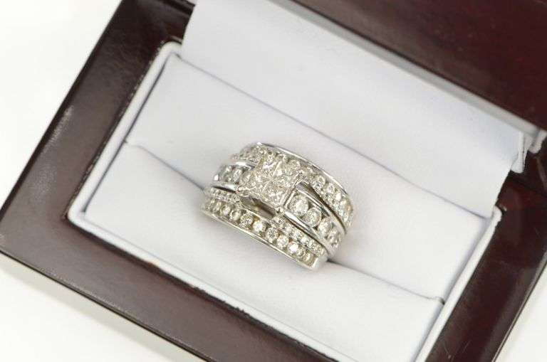 14K White Gold 2.50 Ctw Princess Diamond Engagement Bridal Ring
