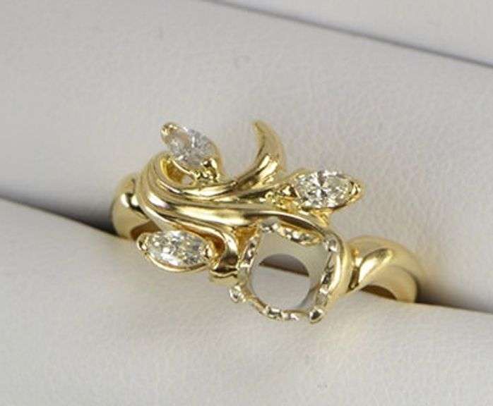 14K Yellow Gold 6.25mm 0.30 Ctw Diamond Engagement Setting Ring