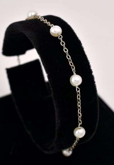 Pearl Bead Bracelet In Sterling Silver