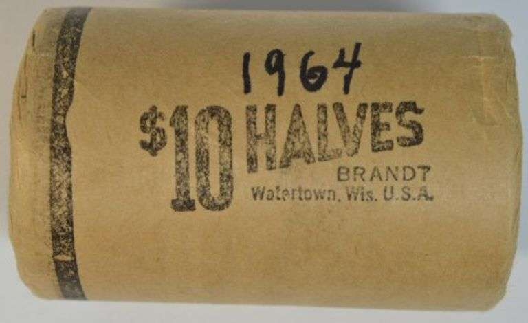 Original bank-wrapped Gem BU roll of 20 1964 Kennedy Half Dollars