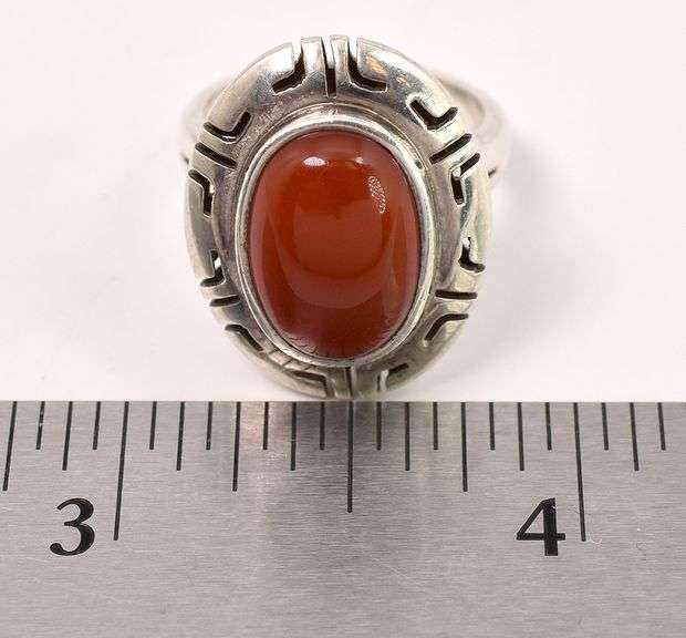 Carnelian Gem Ring In Sterling Silver