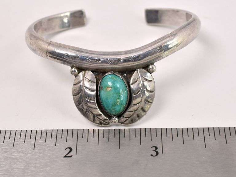 Turquoise Cuff Bracelet In Sterling Silver