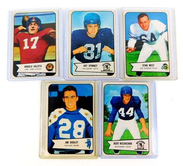 5 Bowman 1954 Football Cards