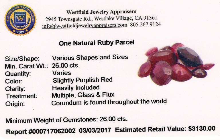 Delightful 26.00CTW Collection of Ruby Gemstone Parcel