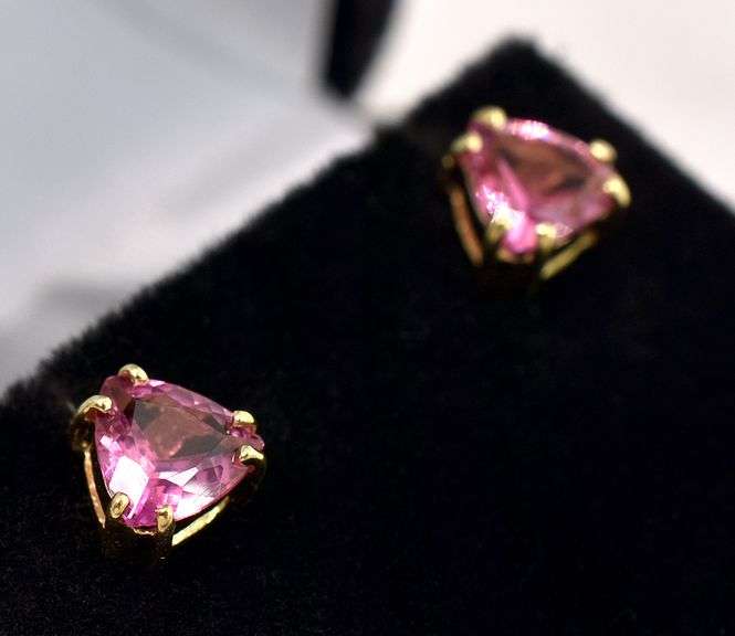 Subtle Pink Tourmaline Stud Earrings In 14K Yellow Gold