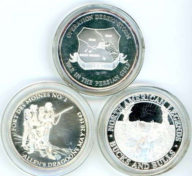 Three Different Proof Silver Rounds