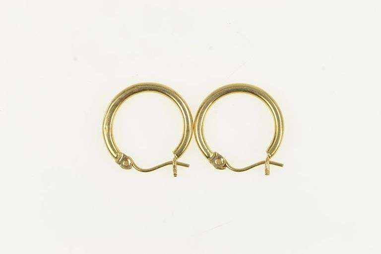 14K Yellow Gold 16.3mm Rounded Simple Fashion Hoop Earrings