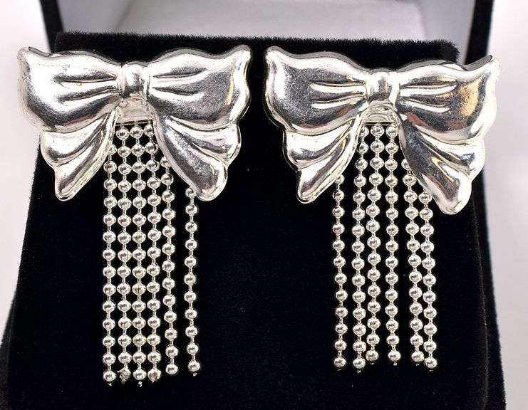 Pretty Bow Stud Earrings In Sterling Silver