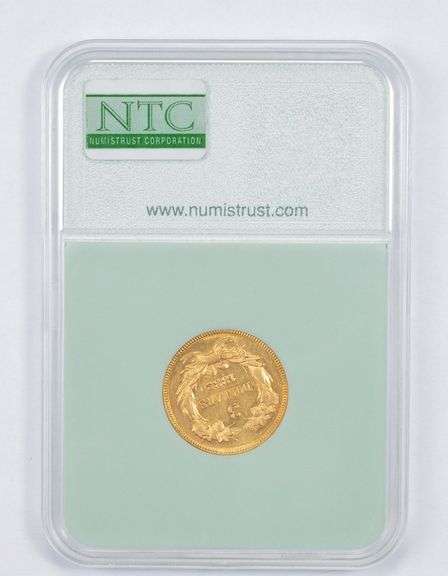 AU58 PL 1882 $3 Indian Princess Head Three-Dollar Gold Piece NTC