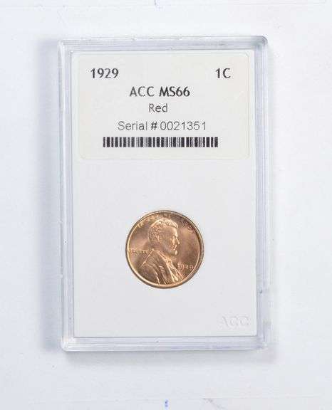 MS66 1929 Lincoln Wheat Cent - Red - Graded ACC