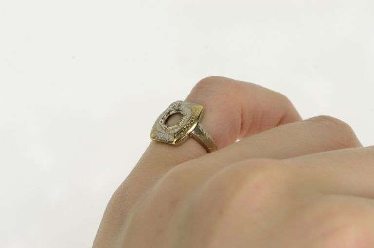 14K Yellow Gold Art Deco 6.5mm Diamond Engagement Setting Ring