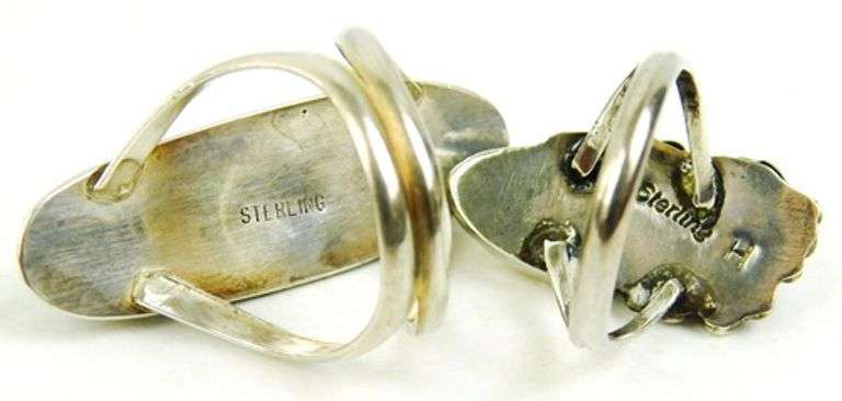 2 Vintage Sterling Gemstone Navajo Rings