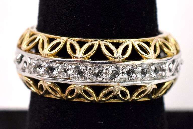 Vermeil CZ Ring In Sterling Silver