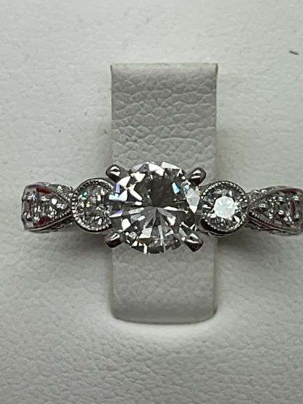 CERTIFIED PLATINUM AND DIAMOND ENGAGEMENT RING
