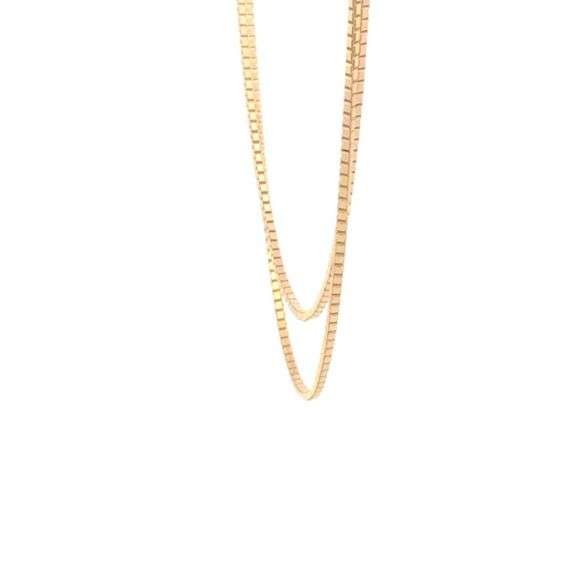 14K Yellow Gold 1.2mm Box Link Classic Fancy Square Chain Necklace