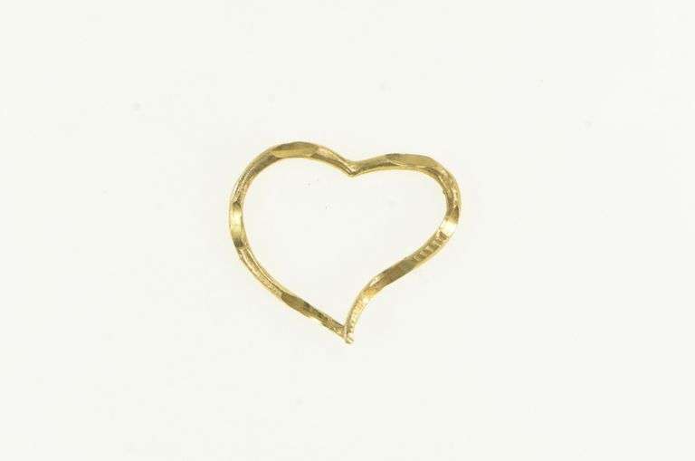 14K Yellow Gold Diamond Cut Heart Love Symbol Vintage Pendant