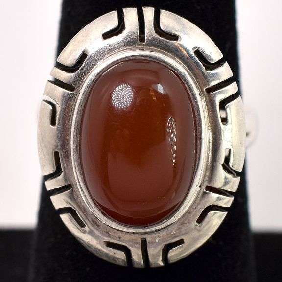 Carnelian Gem Ring In Sterling Silver