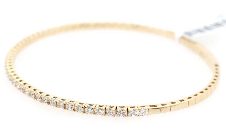 New 0.95ctw Diamond Flexible Bangle Bracelet in 14K