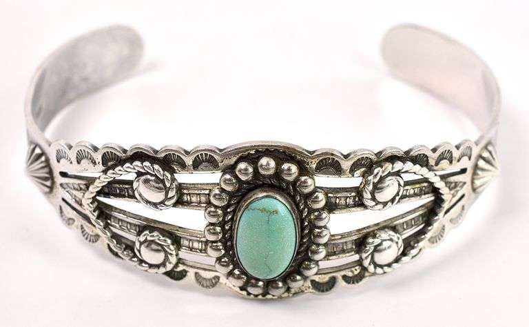 Turquoise Cuff Bracelet In Sterling Silver