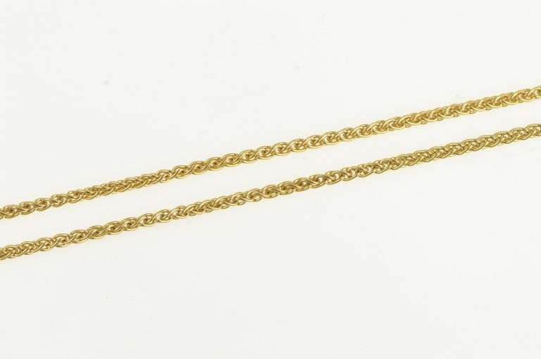 18K Yellow Gold 1.7mm Wheat Link Palma Woven Chain Necklace