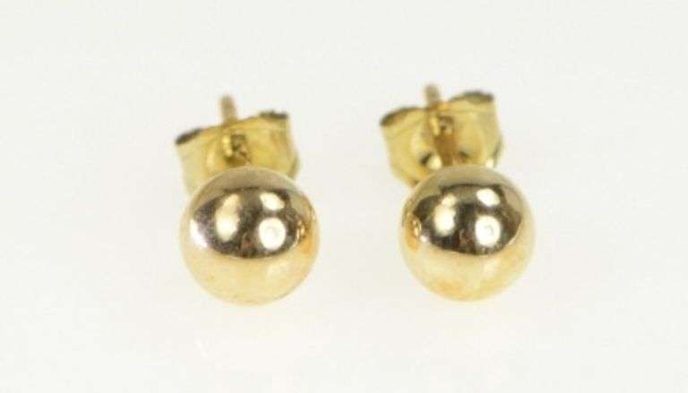 10K Yellow Gold 5.0mm Round Simple Classic Ball Stud Earrings