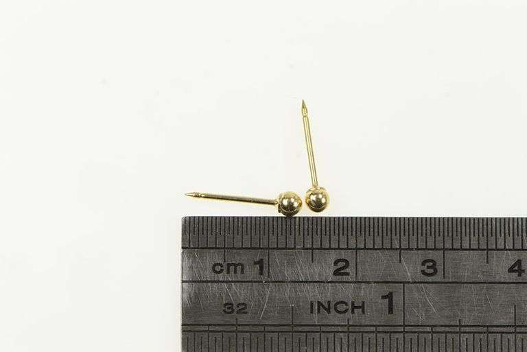 14K Yellow Gold 2.8mm Simple Ball Sphere Classic Stud Earrings