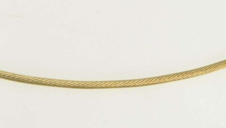 14K Yellow Gold 1.3mm Wire Link Cable Vintage Collar Necklace