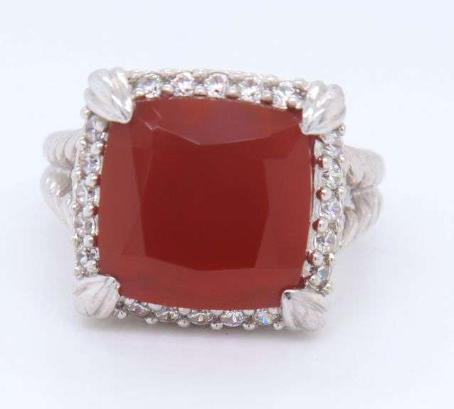 Judith Ripka Sterling Silver Red Carnelian Ring