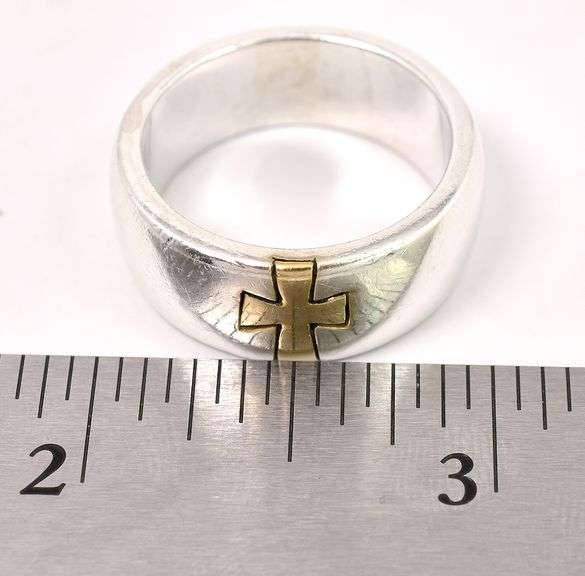 Men's Cross Band Ring In Sterling Silver