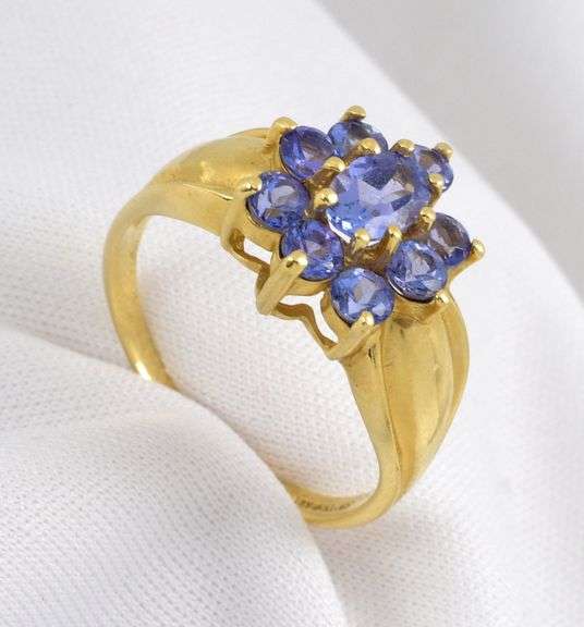 Tasteful Tanzanite Cluster Ring in 14K