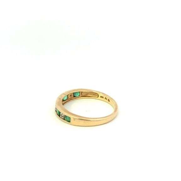 10K Yellow Gold Diamond Emerald Vintage Wedding Band Ring