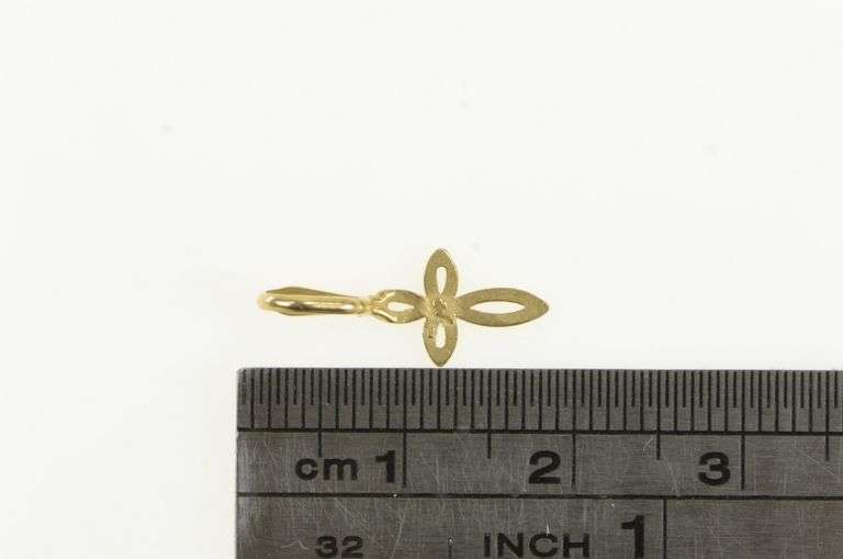14K Yellow Gold Simple Cross Faith Symbol Christian Charm/Pendant