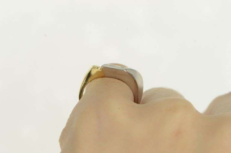 14K White Gold Two Tone Diamond Geometric Abstract Band Ring