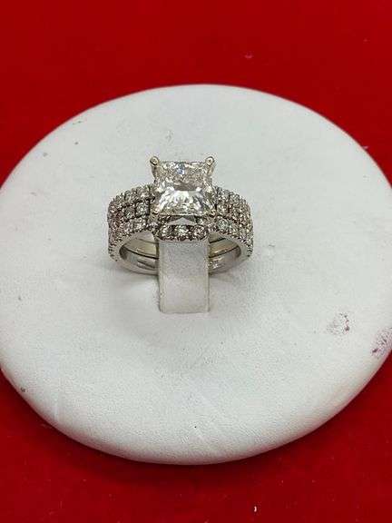 Certified 14K White Gold & Diamond Wedding Set - 4.09 Carats Total