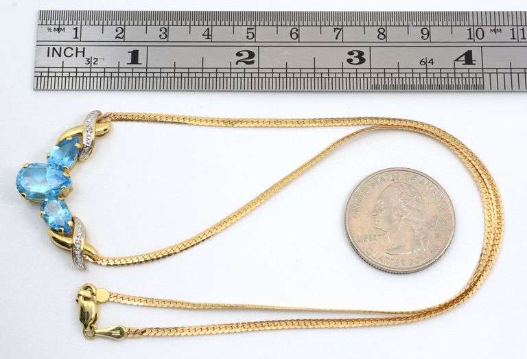 Beautiful 14k Blue Topaz Necklace