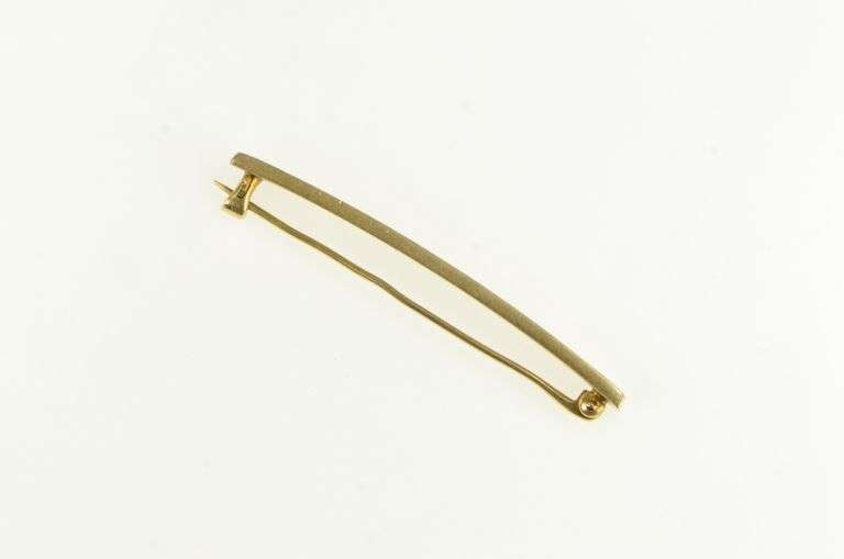 14K Yellow Gold Engraved Scroll Flower Ornate Squared Bar Pin/Brooch