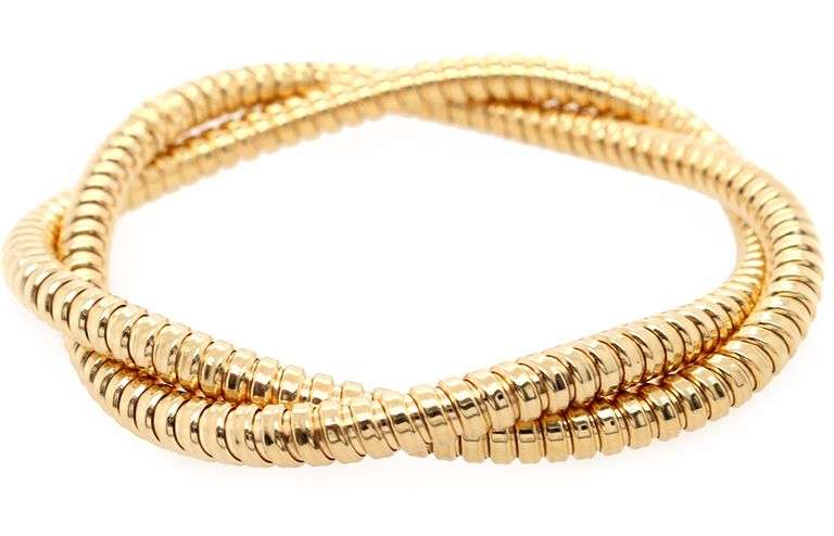 Polished Italian Double Loop Stretch Bracelet in 18K