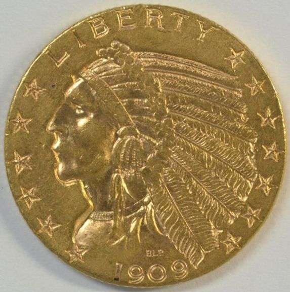 Super fresh and lustrous 1909-D US $5 Indian Gold Piece. Nice