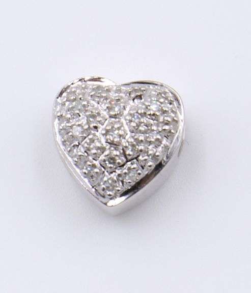 Sparkling Pave Diamond Heart Charm in White Gold