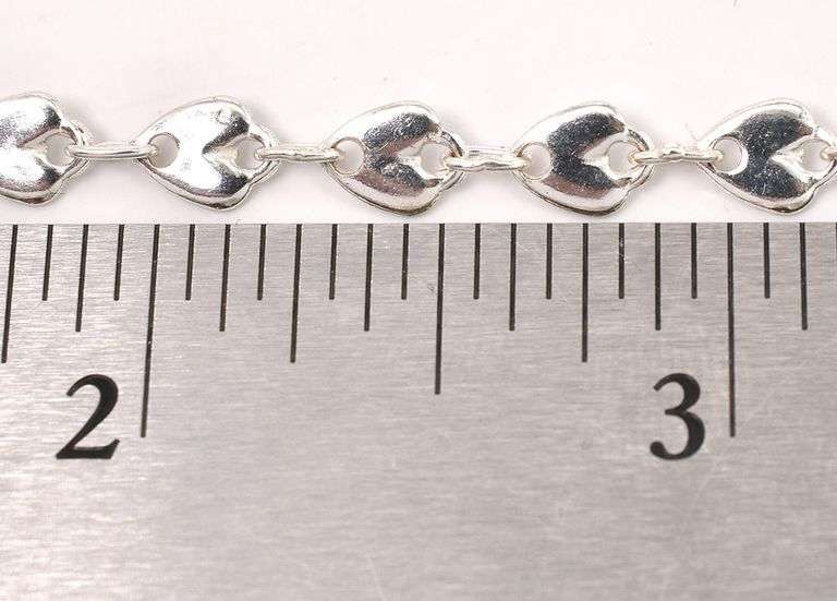 Heart Link Bracelet In Sterling Silver