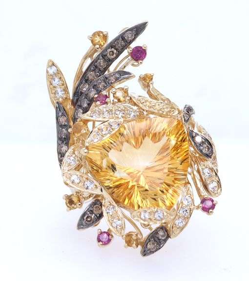 Le Vian Crazy Cinnamon Citrine and Chocolate Diamonds Cocktail Ring