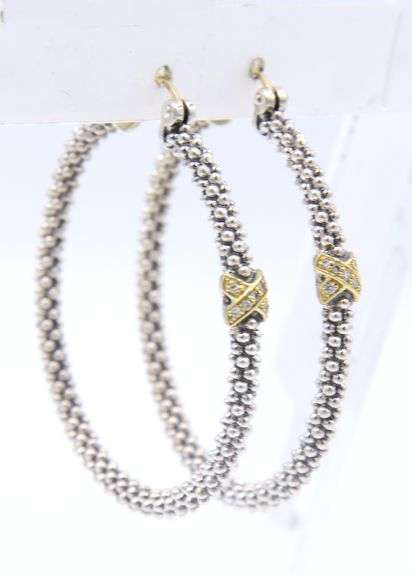 Lagos Silver and Gold Diamond X Earrings
