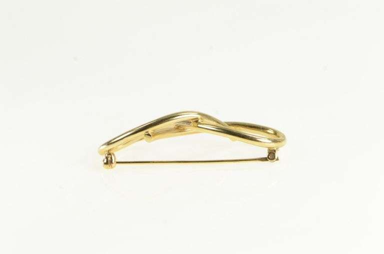 14K Yellow Gold Vintage Knot Loop Freeform Statement Pin/Brooch