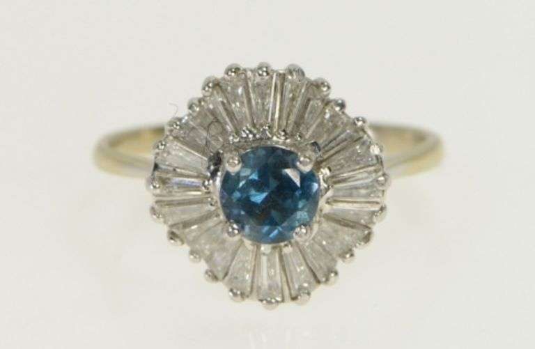 18K White Gold 2.75 Ctw Blue Topaz Diamond Engagement Ring