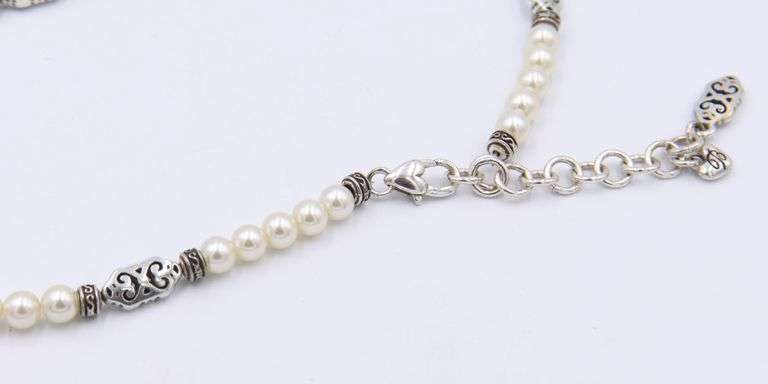 Brighton Necklace and Coin Pearl Ring in Sterling Silver